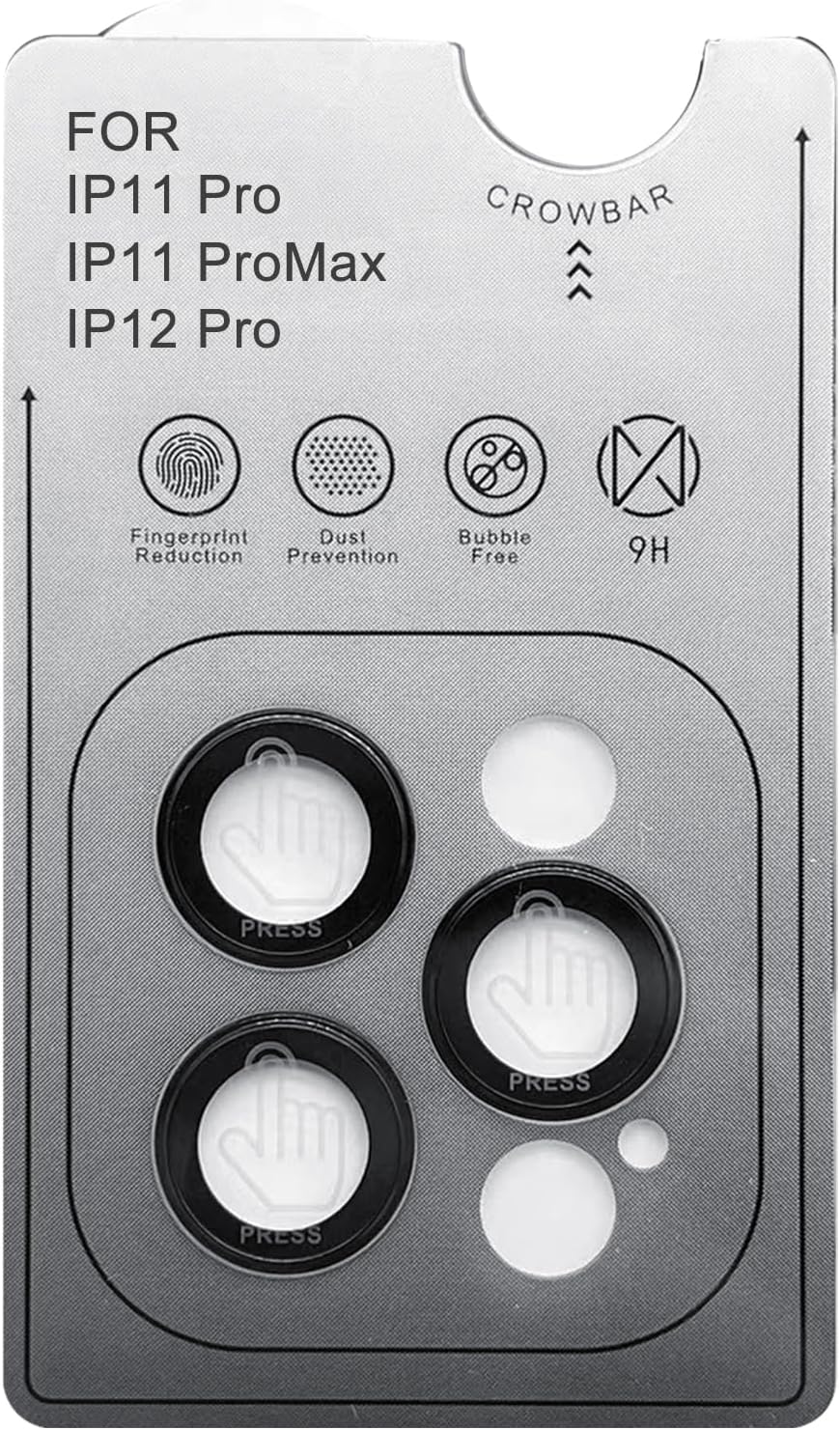 TENOC Camera Lens Protector for iPhone 11 Pro & iPhone 11 Pro Max & iPhone 12 Pro, 9H Tempered Glass Camera Screen Cover, Black Metal Individual Ring