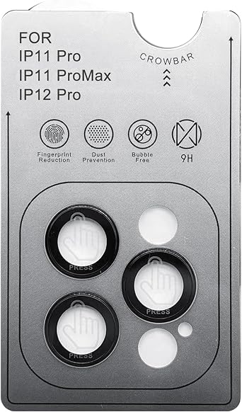 TENOC Camera Lens Protector for iPhone 11 Pro & iPhone 11 Pro Max & iPhone 12 Pro, 9H Tempered Glass Camera Screen Cover, Black Metal Individual Ring