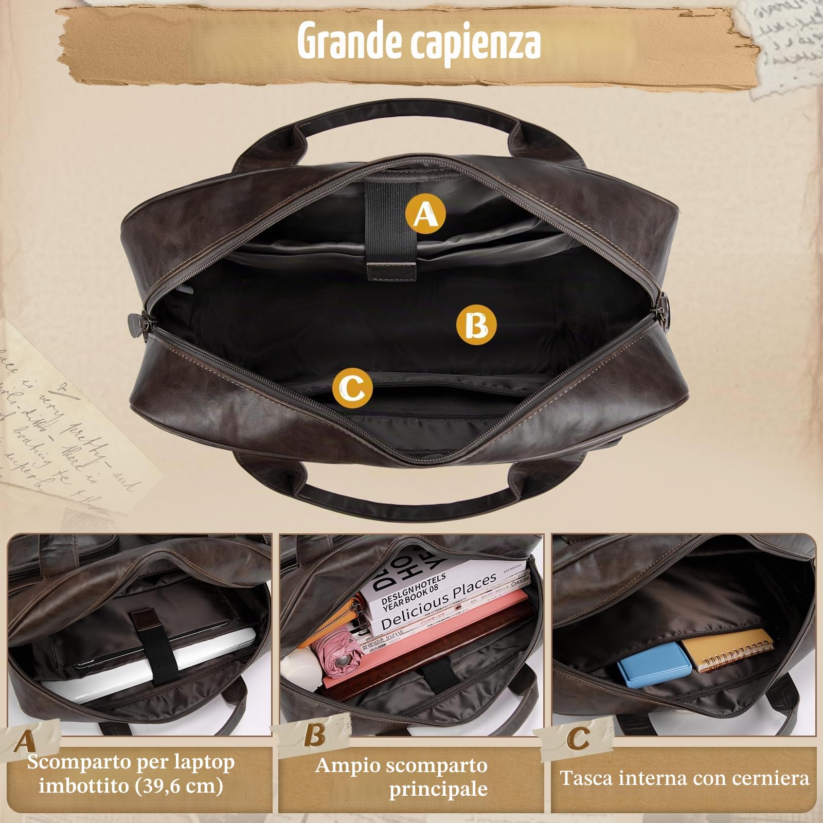RAINSMORE Borsa Lavoro Uomo Borsa Porta PC 15,6 Pollici Impermeabile Borsa Tracolla Valigetta Documenti Uomo per Università Insegnanti Scuola Ufficio