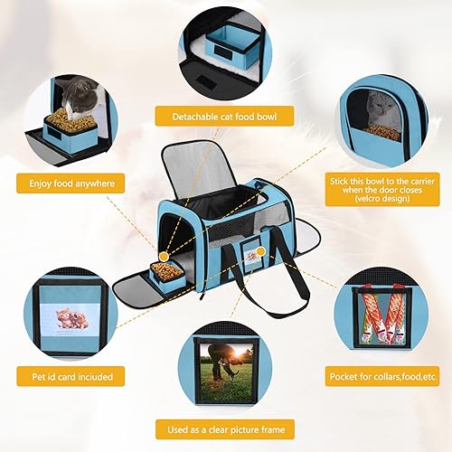 Miniatura 4 de Transportador para gatos aprobado por aerolíneas para perros pequeños, gatitos, transportadores para gatos pequeños y medianos de menos de 15