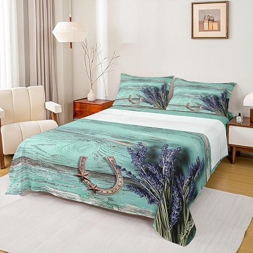 Miniatura 8 de Erosebridal Texas Star - Juego de sábanas de herradura de tamaño King, diseño azteca del suroeste, de piel de vaca occidental, decoración rústica de