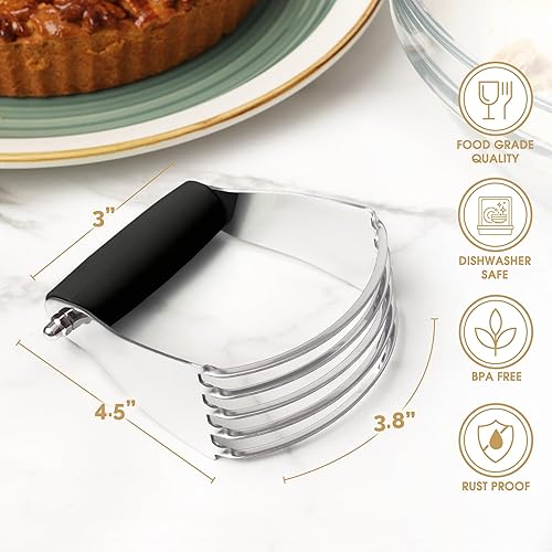 Miniatura 2 de Zulay Kitchen Licuadora de masa cortador de pastelería de acero inoxidable cortador de masa resistente con cuchillas licuadora de pastelería y