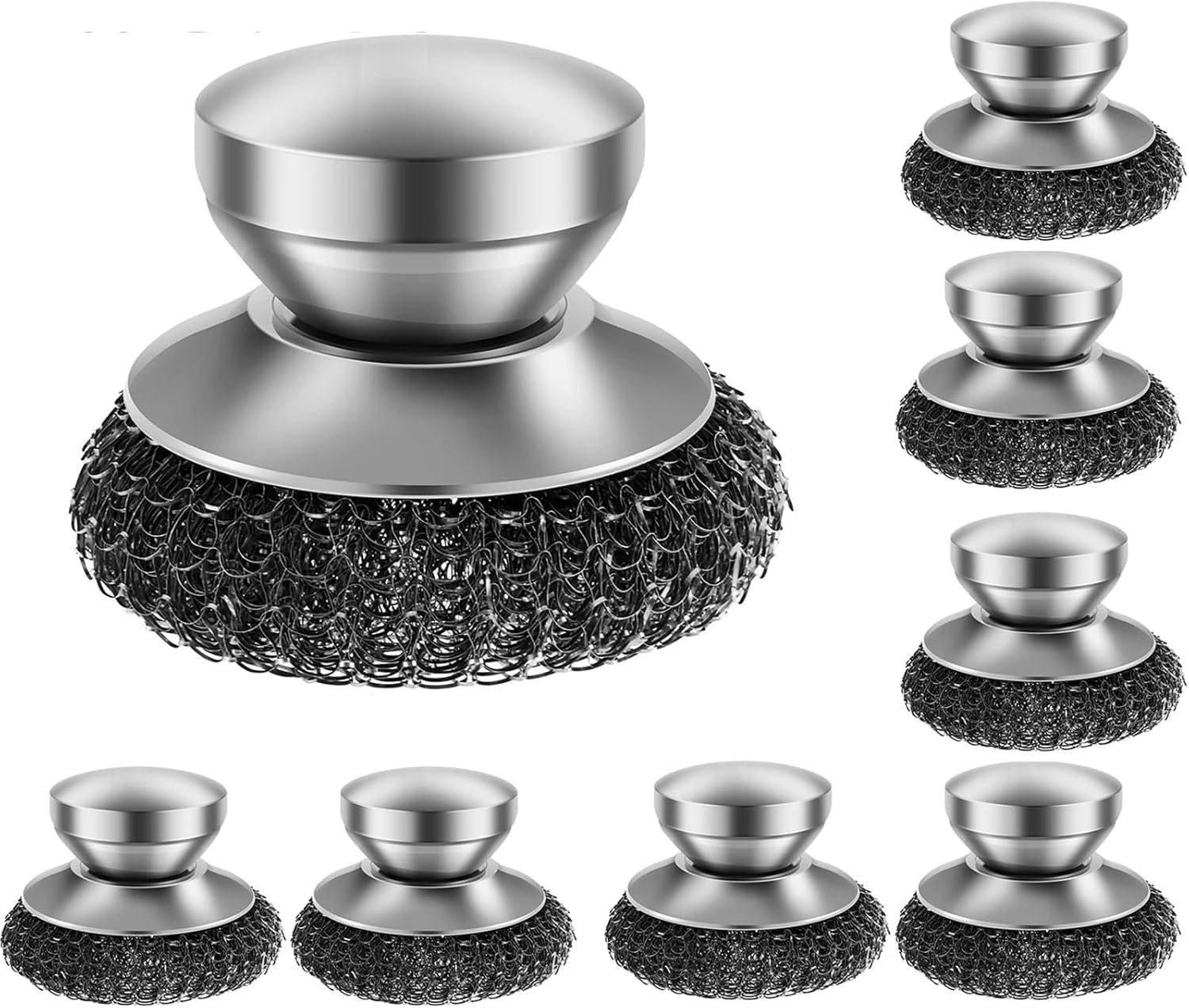 Stainless Steel Scourer 20Pcs Kitchen Stainless Steel Washing Brush Metal Sponge Scrubber with Handle for Dishes Pots Pans Grills Sink Cleaning Tools