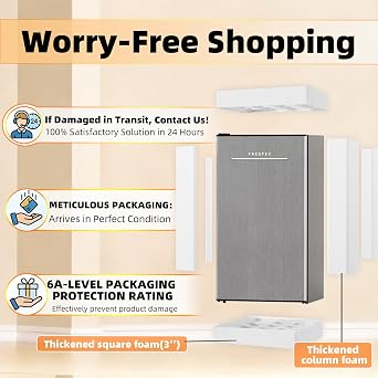 3.2 Cu. Ft. Mini Fridge with Freezer Small Refrigerator, for Bedroom, Single Door, Energy Saving, Low Noise,for Office (Grey)