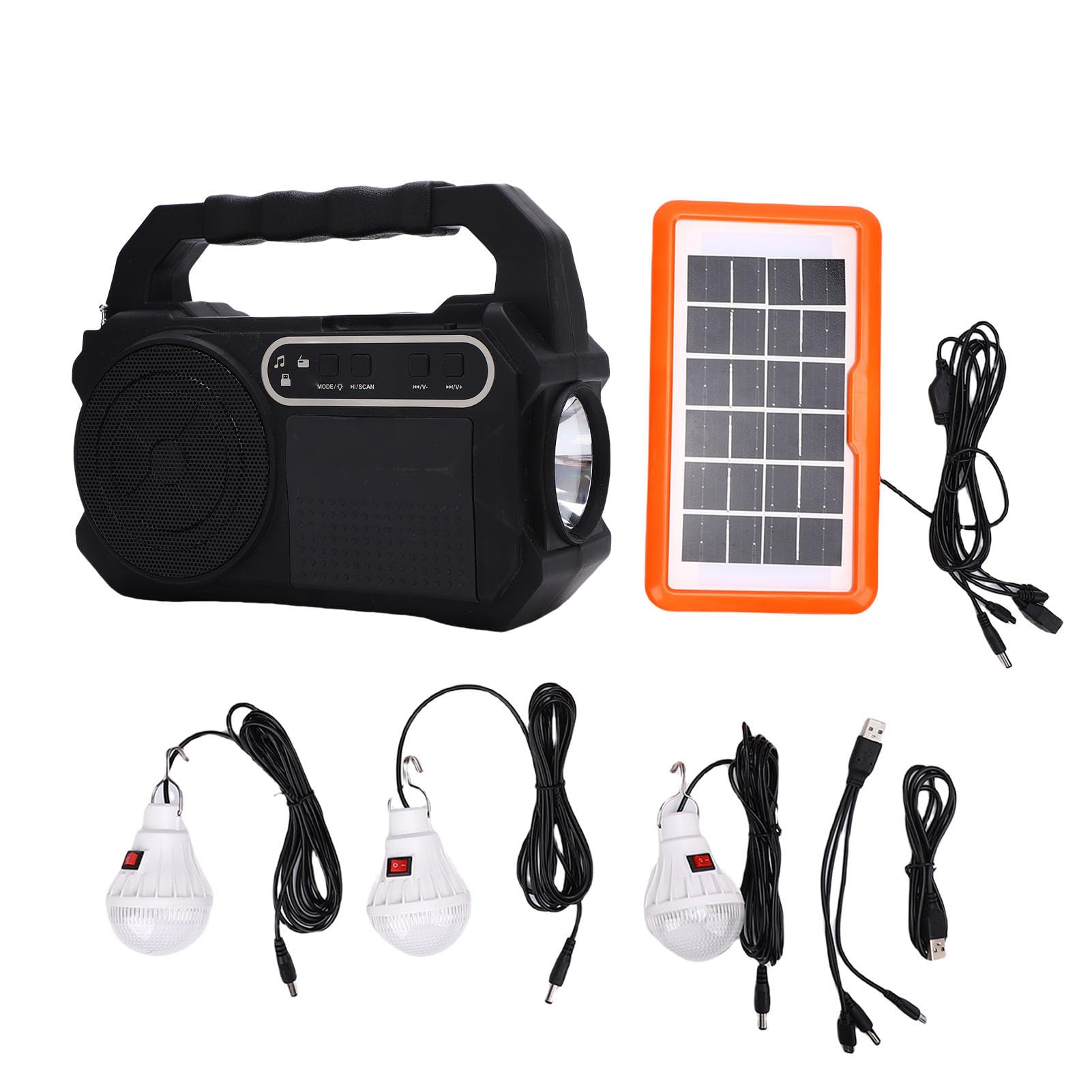 Vikye Receptor de Radio Portátil, Radio de Transistores Am FM, Mini Radio de Bolsillo con Linterna, 3 Bombillas con Panel Solar para Picnic, Barbacoa, Camping, Emergencia