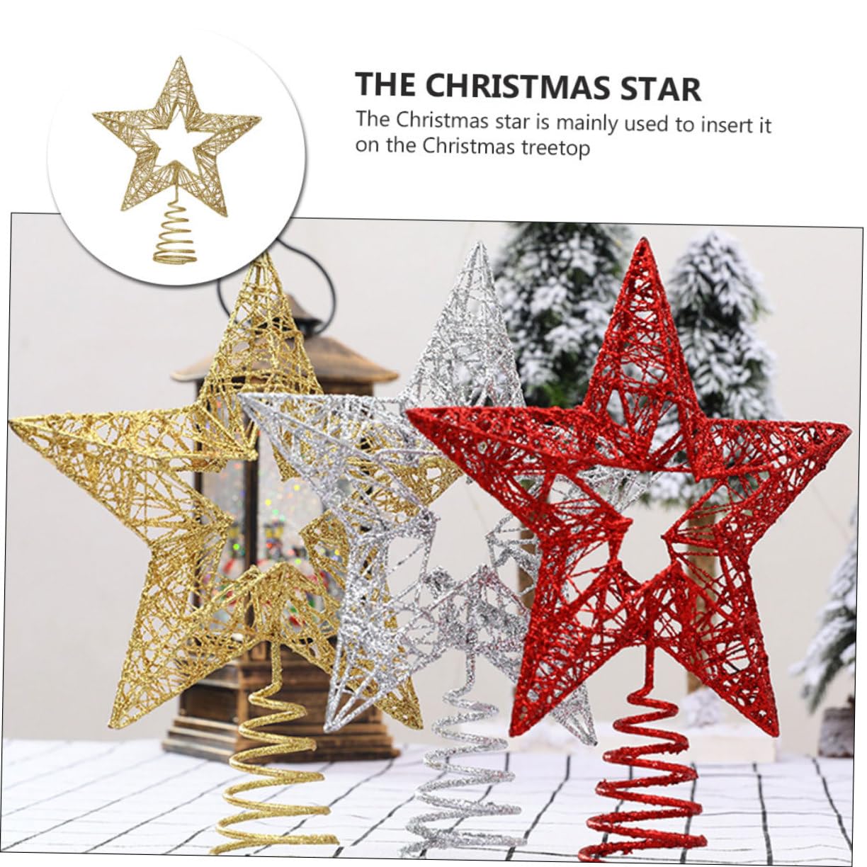 Zerodeko 3stücke Weihnachtsbaumspitze Goldene Fünfzackige Stern Dekoration Für Weihnachtsbaum Festliche Baumspitze Für Hotel Und Zuhause Und