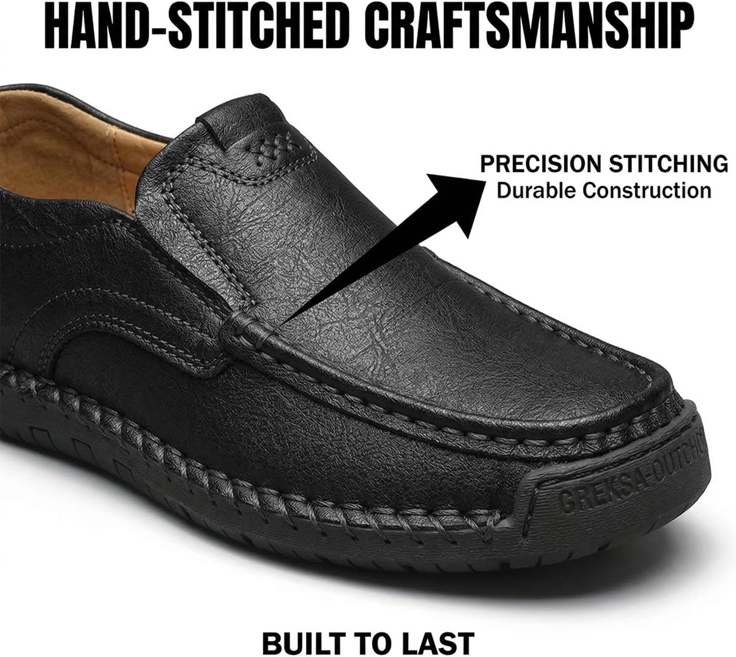 GREKS Men's Leather Loafers Handmade Slip-On Dress Shoes with Comfortable Insole Business Casual Driving Moccasins