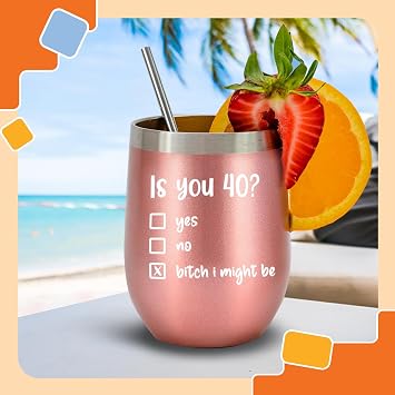 NewEleven 40th Birthday Tumbler Gift for Women - 12 Oz Insulated Cup | Birthday Decorations For Women | Gift Ideas For Wife, Mom, Friends, Sister | Turning 40 Presents For Female