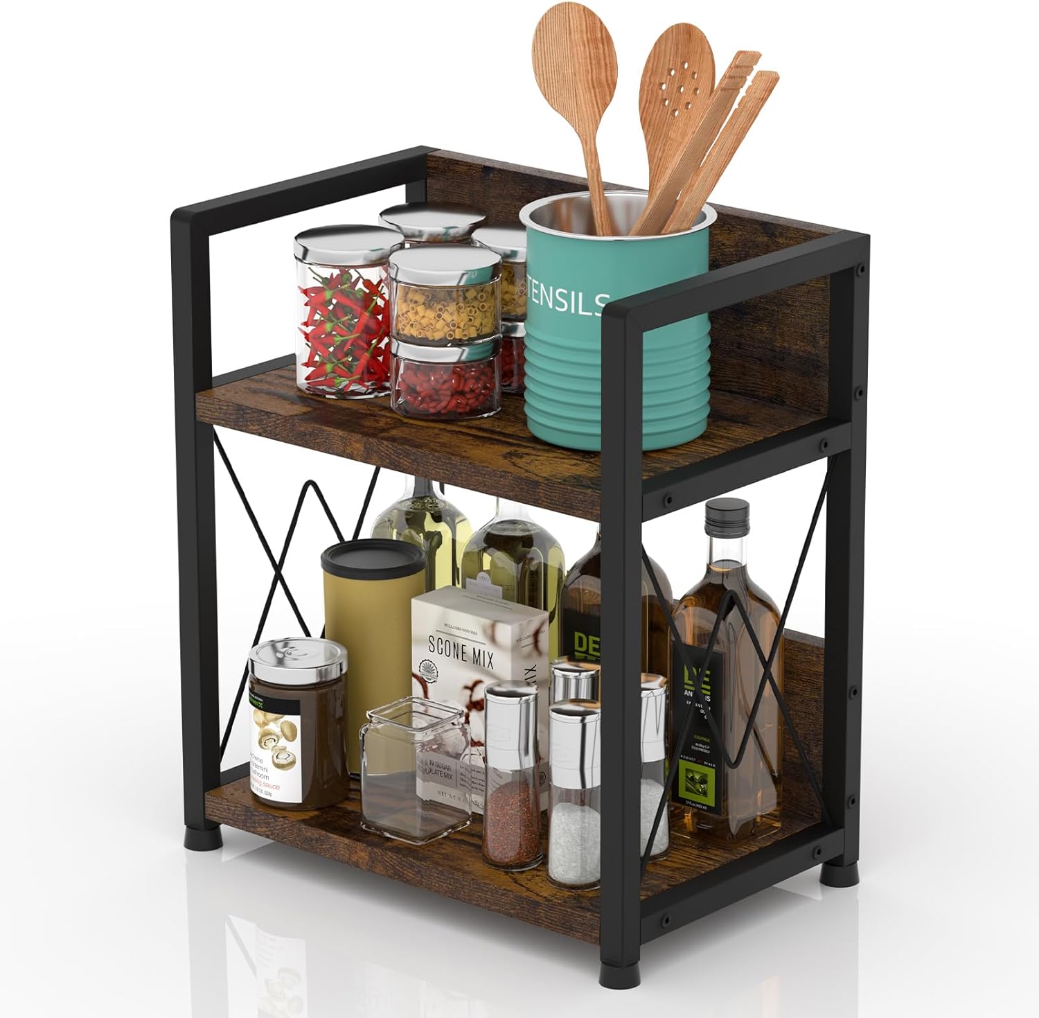 2-Tier Wooden Coffee Bar Organizer for Countertops & Condiments 2-Tier Wooden Coffee Bar Organizer for Countertops & Condiments