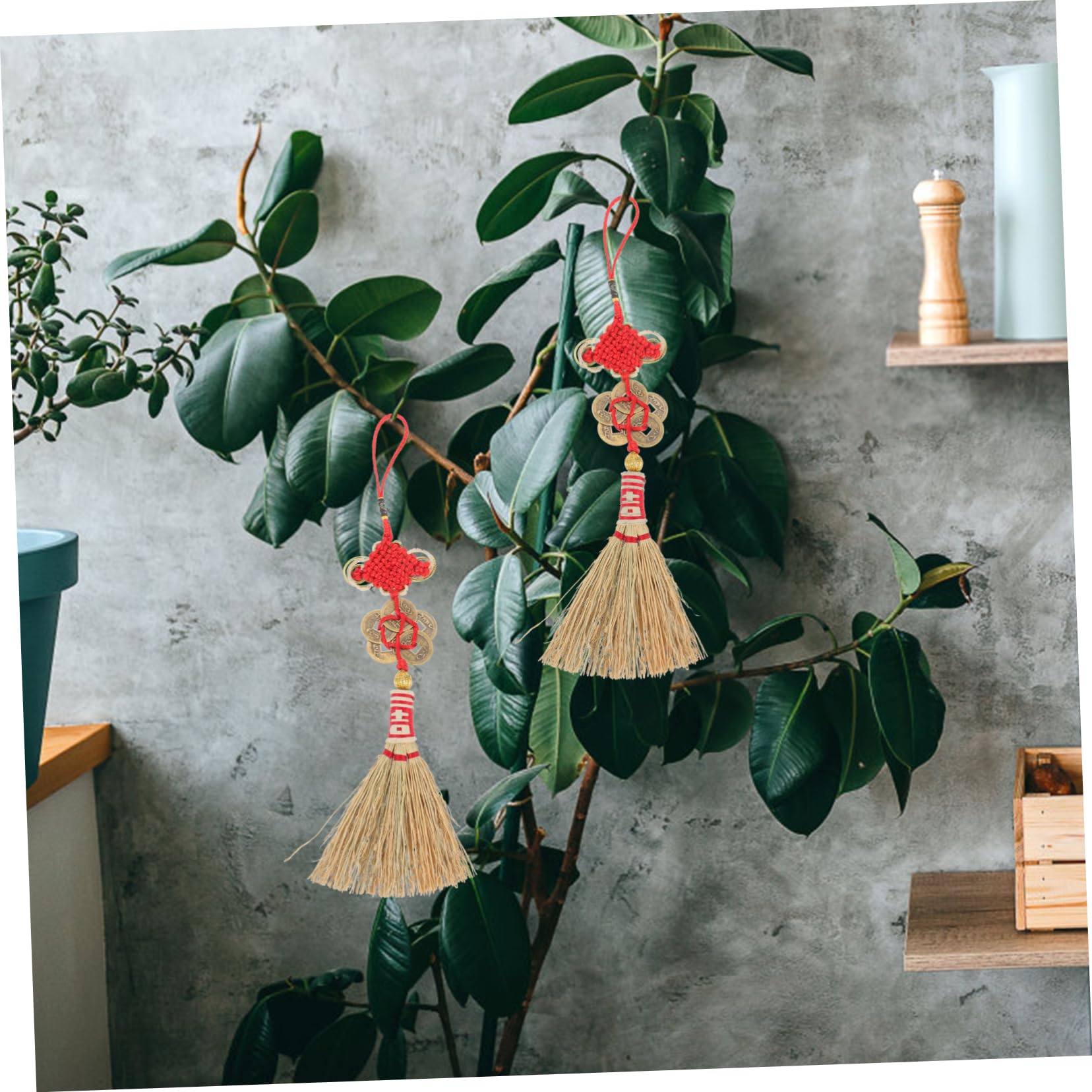 Didiseaon Charm Washing Capsules Amulet Decorate Charm Festival Supplies Trailer Chinese Style Manual Gourd Mini Decor Mini Broom Ornament car Hanging