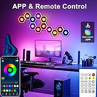 Vista 2 de Pack de 6 Luces Hexagonales de Pared RGBW - Panel de Luces Led Hexagonales para Decoración de Habitación, Luces de Pared, con Sincronización