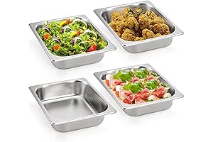 TOPZEA 4 Pack Hotel Pans Half Size, 2.5" Deep 1/2 Size Stainless...