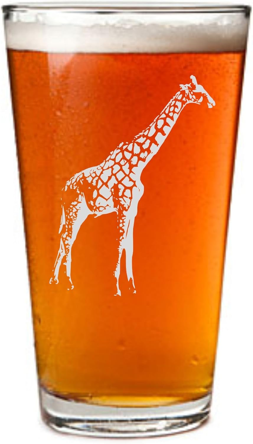 Engraved Giraffe Sandblasted Pint Glass