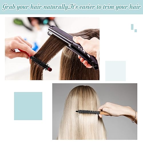 Miniatura 5 de 2 piezas de cepillo pequeño redondo para el cabello, mini cepillo redondo de madera, cepillo Quiff, peines de pelo de cerdas de nailon para vestir