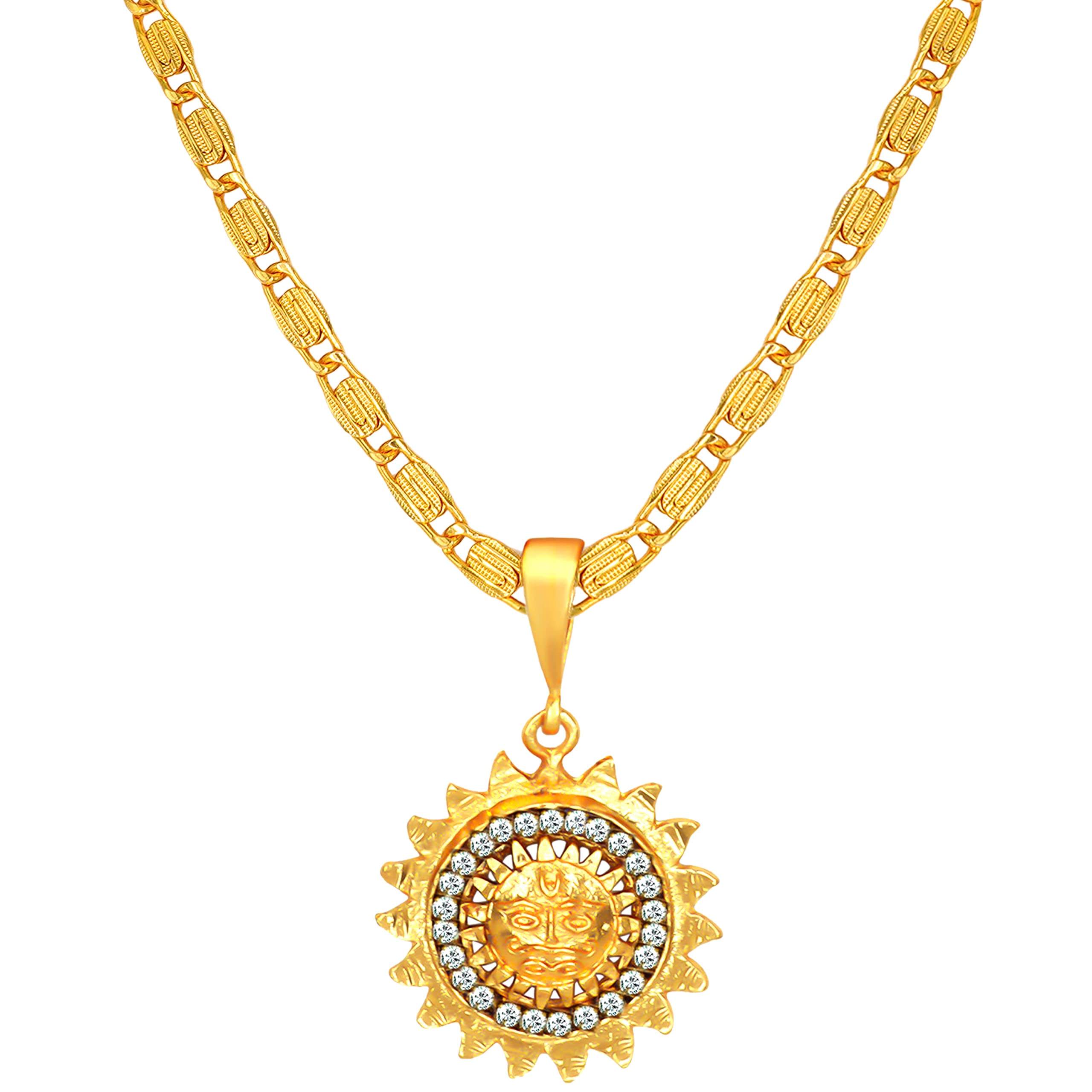 Fashion Frill Trendy Mens Jewellery Golden Chain For Men AD Sun Gold Plated Chain Locket Pendant Chians For Mens Boys Gold Plated Chain Locket Pendant (B098LG7JMQ) Amazon Price History, Amazon Price Tracker
