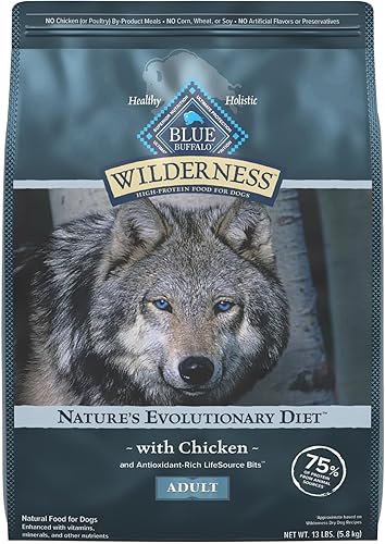 Miniatura 1 de Blue Buffalo Wilderness - Alimento seco natural con alto contenido proteínico y cereales saludables para perros adultos, pollo, bolsa de 13libras