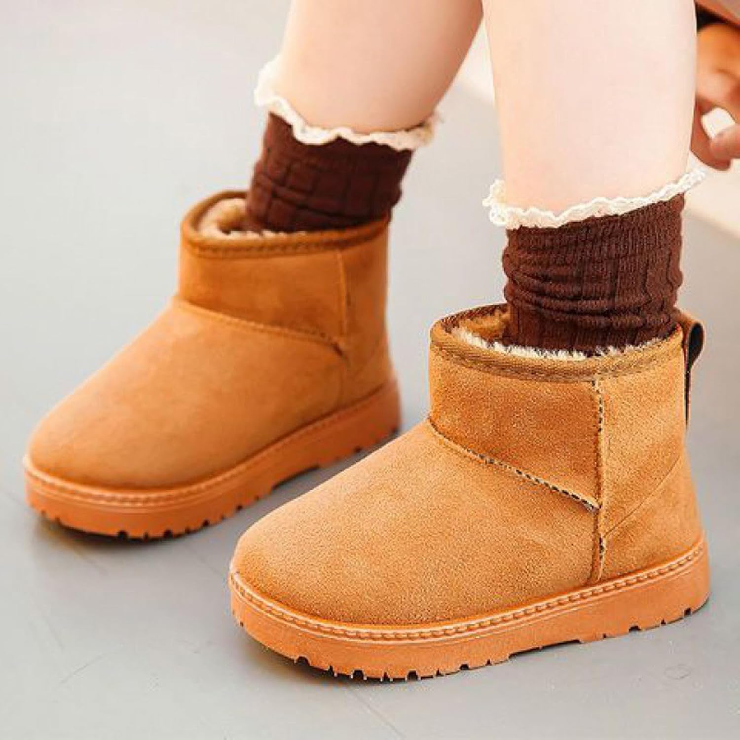 Boys' Girls' Toddlers' Slip-on Winter Boots Warm Fur-lined Outdoors Round-toe Ankle Booties