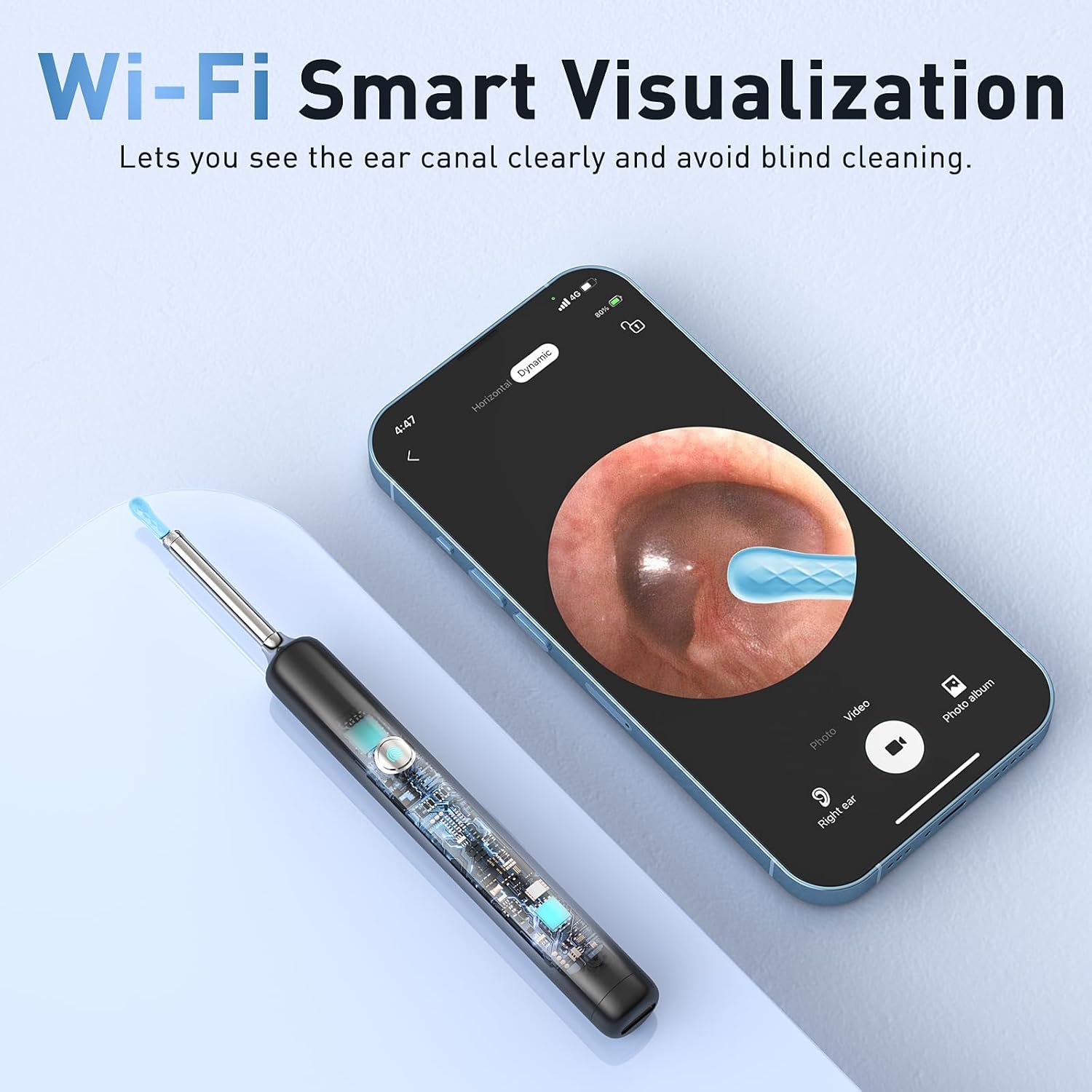 Lebbtl Ear Wax Removal - Electric Ear Irrigation Flushing System, Ear Cleaner with Camera, 1080P Otoscope, Ear Cleaning Tool with 7 Pcs Ear Set, Safe and Effective Earwax Removal Kit