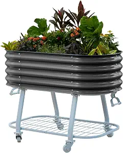 Vego Garden 2' x 4' Raised Garden Bed with Legs and Wicking Cell System - S Series, Modern Gray