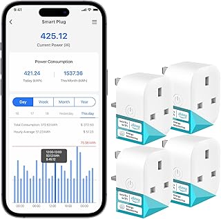 Meross Smart Plug with Energy Monitoring, Mini Smart WiFi Plug Work with Alexa, Google Home, SmartThings, Smart Socket Rem...