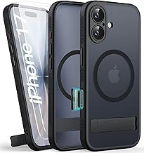 iPhone 17 Case with Stand and Screen Protector [2 Screen Protector] Camera Control MagSafe Compatible with MagSafe Protective Case Cover for iPhone 17