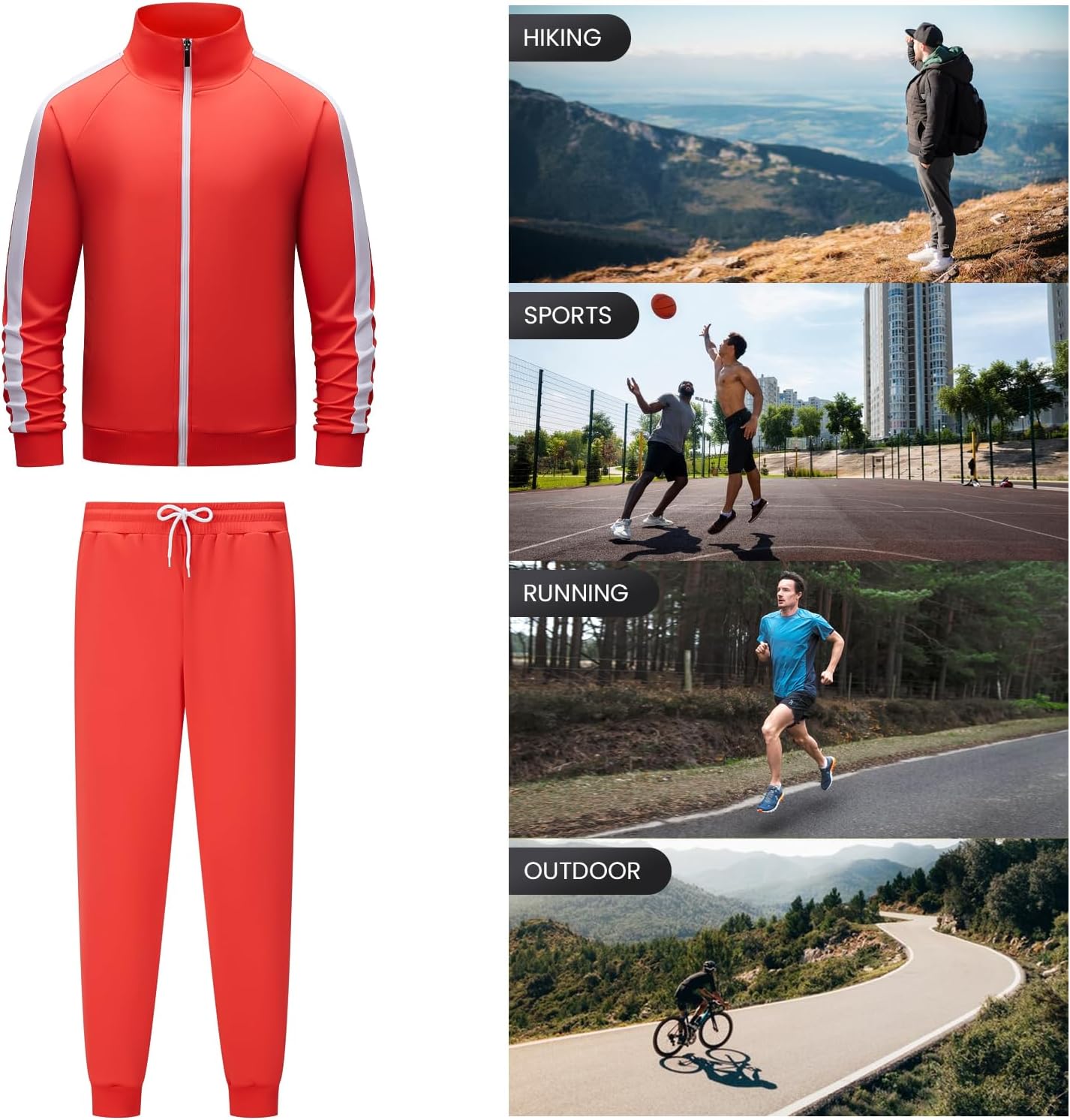Men's Track suits Sets Long Sleeve Full-zip Sweatsuit Active Jackets and Pants 2 Piece Outfits - Image 5