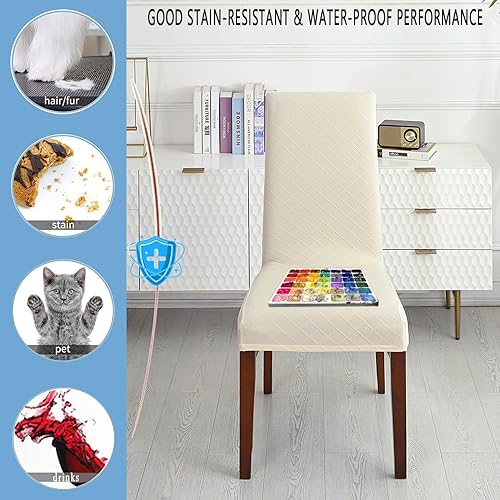Miniatura 8 de KELUINA Juego de 2, 4, 6 fundas para sillas de comedor, fundas elásticas de jacquard para sillas de comedor, extraíbles y lavables, impermeables