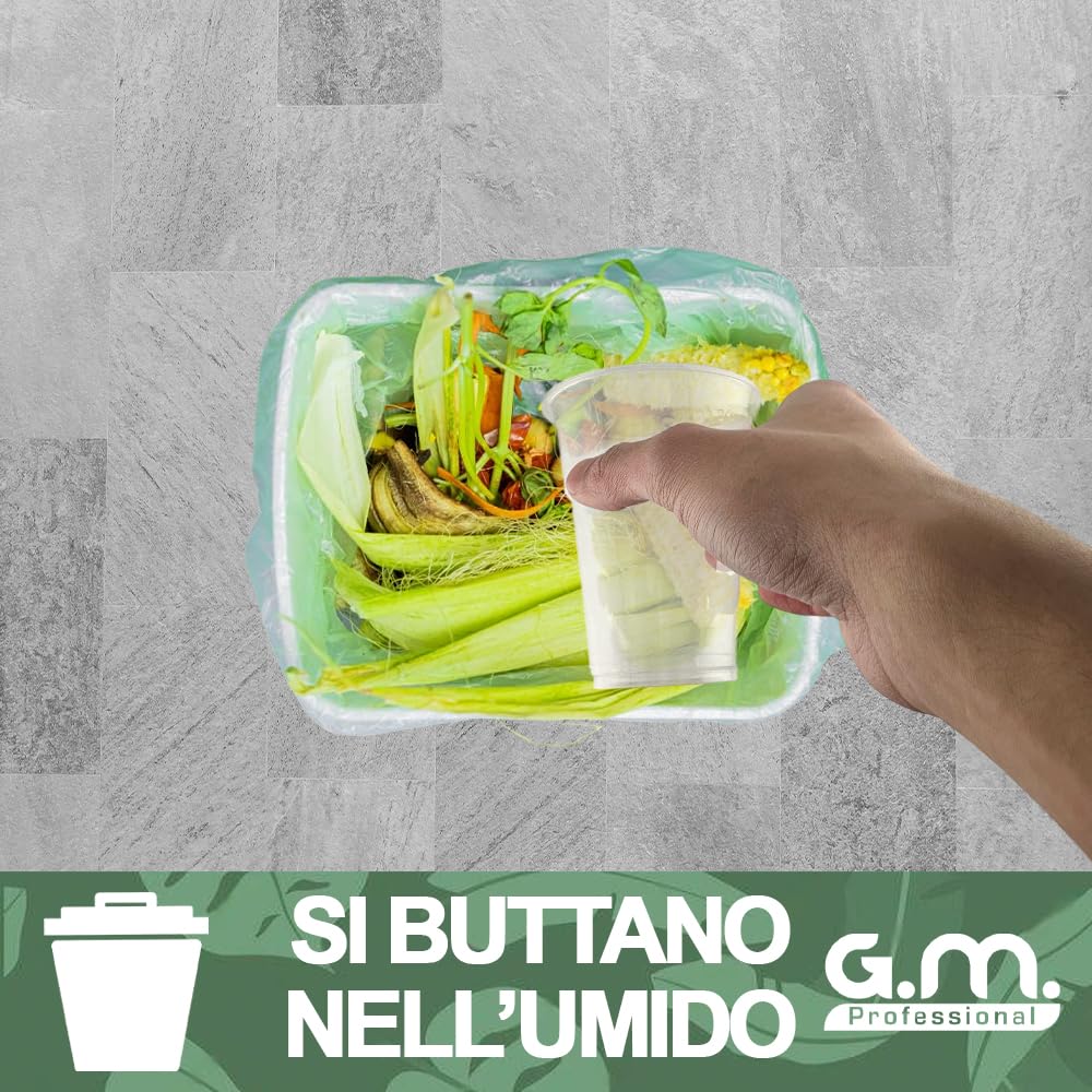 GM 500 Bicchieri Kristal Biodegradabili e Compostabili 400 ml Trasparenti, Rigidi e Resistenti, per Frappè, Granita, Frutta, Cocktail, Drink e Bevande Fredde