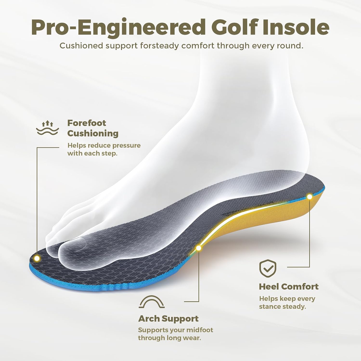 FitVille Extra Wide Mens Golf Shoes Arch Fit Spikeless Course Shoes for Men
