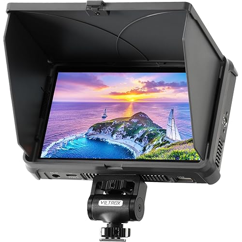 VILTROX Camera Field Monitor 4K 2000Nits 6 Inch Touchscreen Camera Monitor, Full HD 1920x1080 Video Monitoring, 3D Lut, 3G-SDI, Focus Peaking, with Sunshade Hood and Battery for Sony Canon Nikon