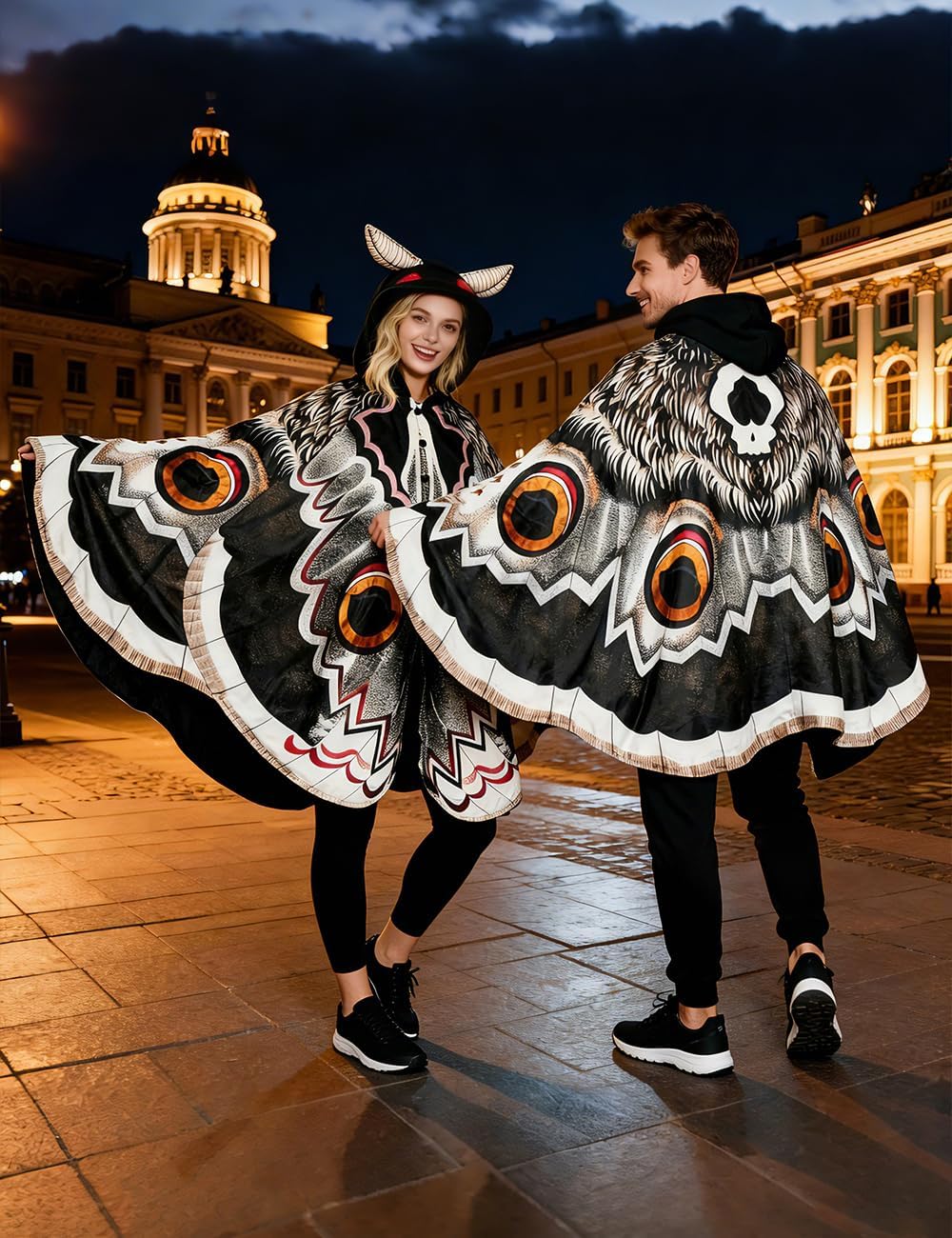 Loose - fitting Moth Costume,Moth Cape Hooded Costume Women, Hallowee Cosplay Costumes Adults