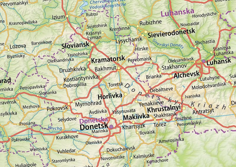 I MAPS Mapa fizyczna Ukrainy - rozmiar A2 - 59,4 x 42 cm - laminowana papierowa