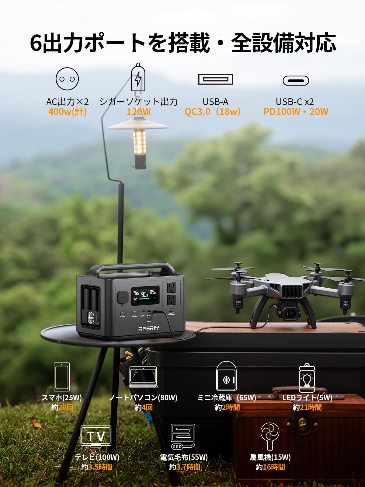 Amazon.co.jp: AFERIY P040 256Wh ポータブル電源 ぽーたぶる電源 リン