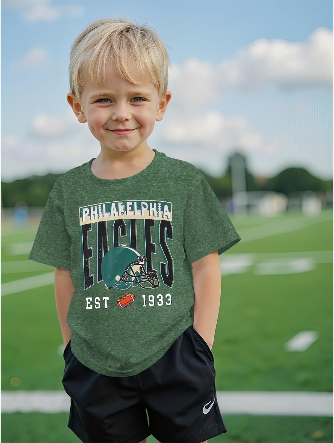 Toddler Boy Girl Football T-Shirt Kids Football Team Shirt Game Day Outfit image 2