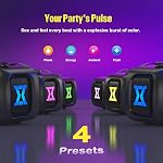 DOSS Extreme Boom Pro D300 Bluetooth Speaker, 80W Immersive Stereo Sound, 3-Mode Pro EQ, 20H Playtime, Beat-Driven Lights, IPX6 Waterproof for Camping, Beach, Backyard and Home Parties-Blue