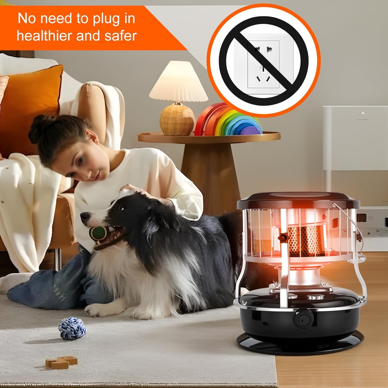 Kerosene Heater Non Electric Kerosene Stove Portable Indoor Outdoor Heater with Radiant Heating for Home Garage Camping Black