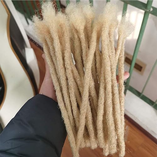 Halythaway 10 Inch 60 Human Hair Dreadlocks Blonde Handmade Crochet Loc Extensions Medium Size Width 0.6 cm