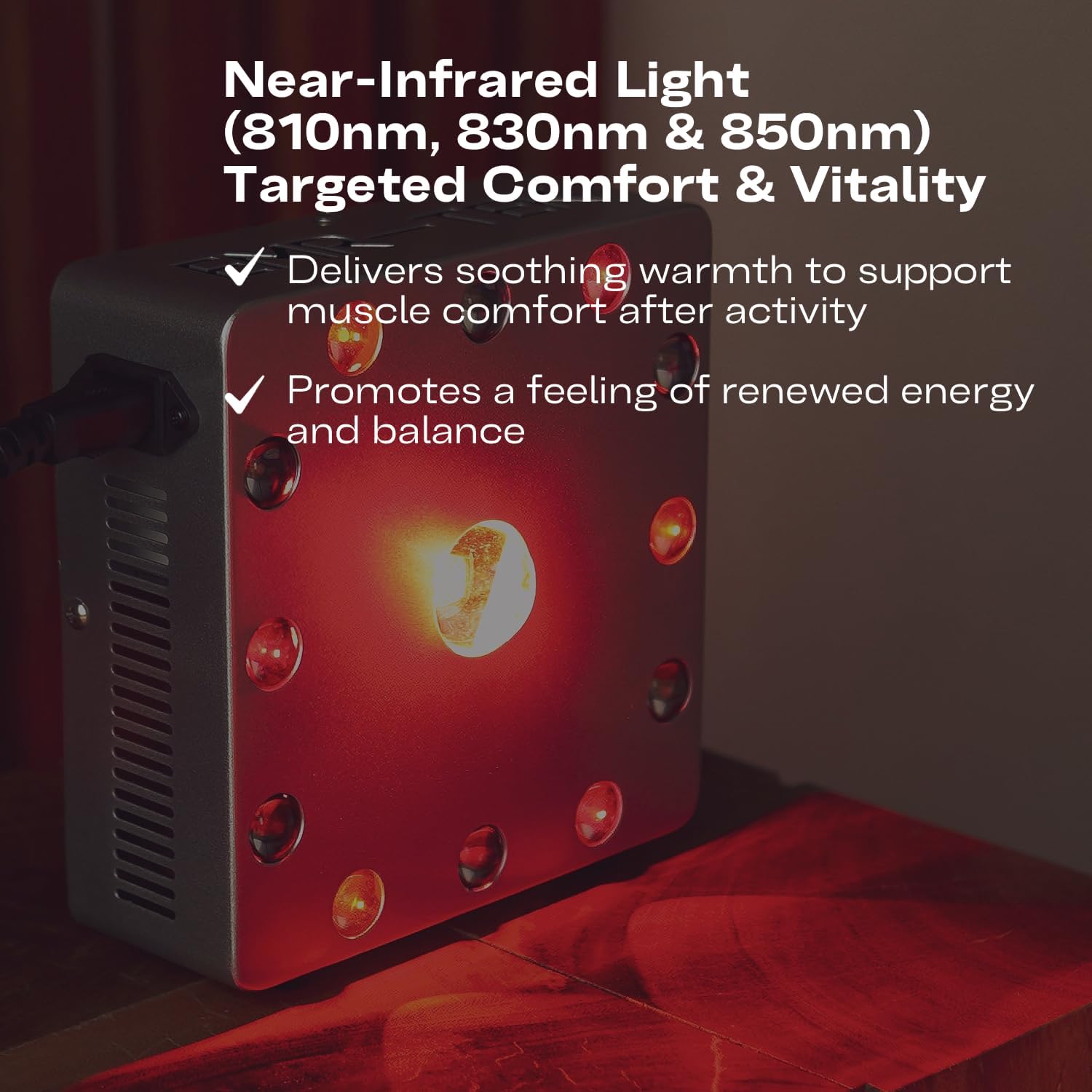 EMR-TEK Firewave | Red Light Therapy for Face & Body, Blend of Red (630nm 670nm) & Near-Infrared (830nm) Light | Portable LED Lamp for At-Home Skincare Wellness, Supports Recovery & Full-Body Sessions