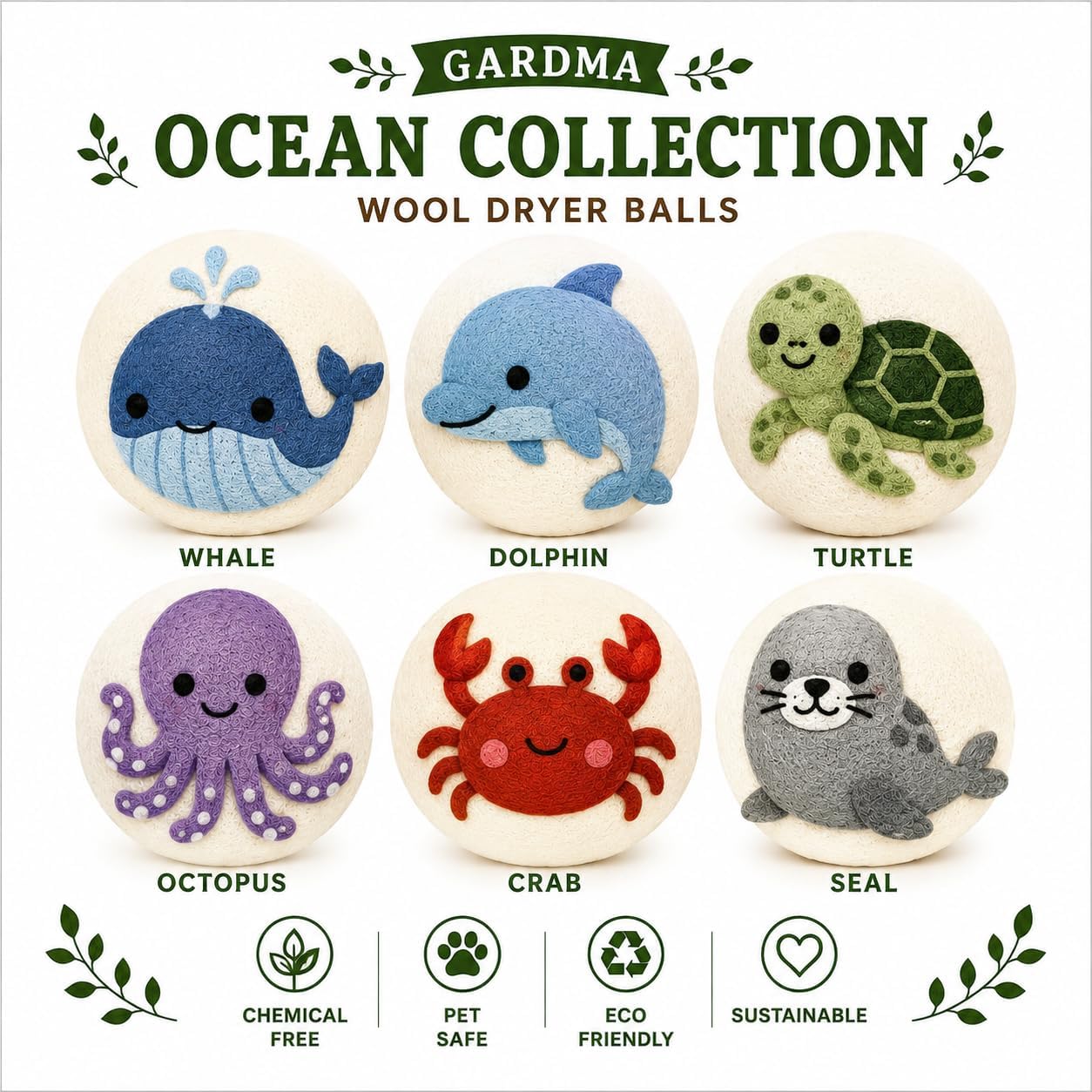Wool Dryer Balls XL 6-Pack – Organic Wool Dryer Balls for Laundry Reusable, Natural Fabric Softener, Reduces Drying Time, Static, Wrinkles & Clumping image 2