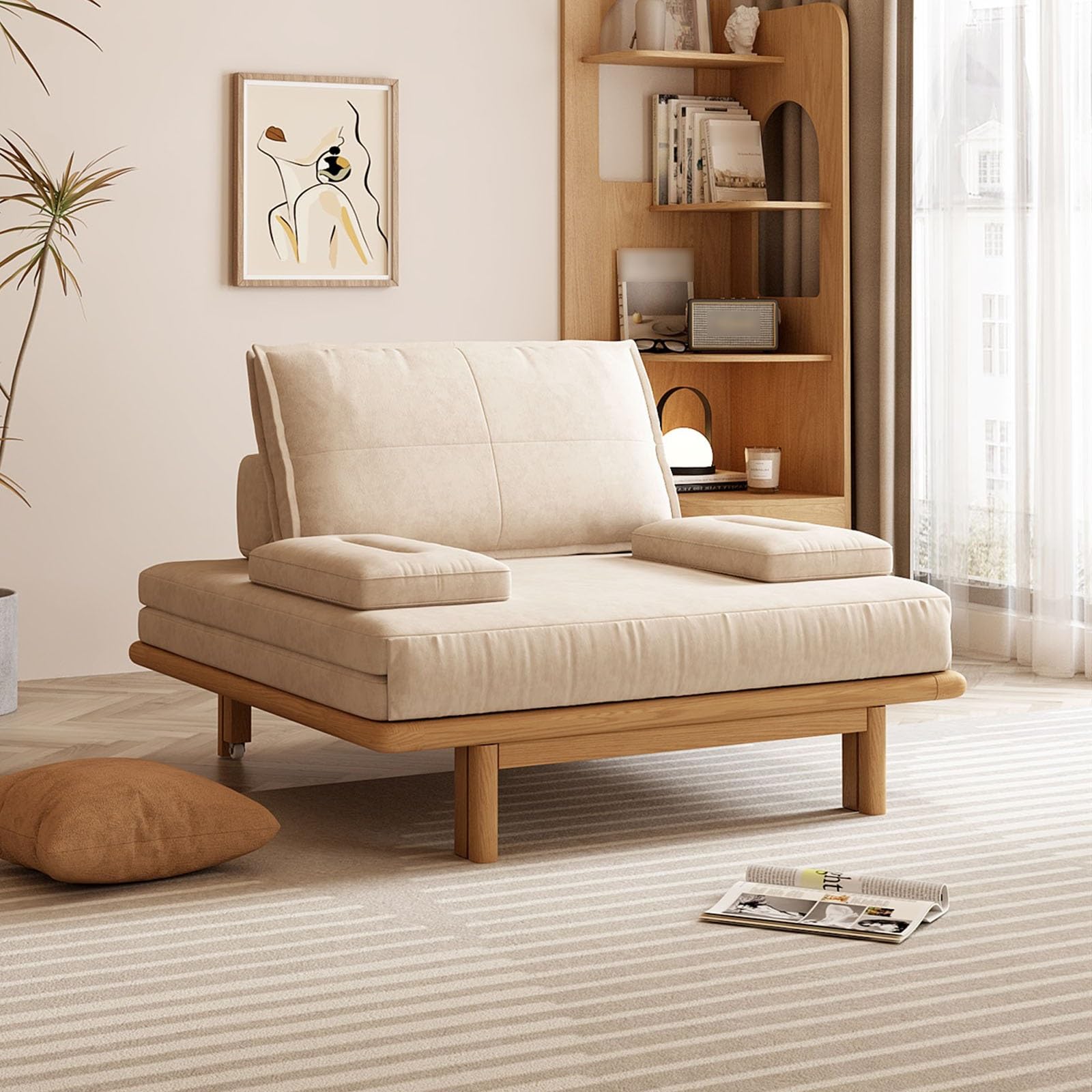 Rozkładana sofa Wyciągana sofa - nowoczesne, współczesne łóżko oszczędzające miejsce, łatwo składane meble do salonu, dla gości domowego biura
