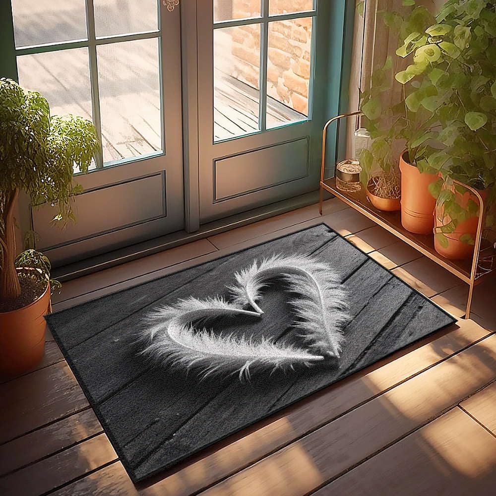 Tapis de porte d'entrée plumes blanches style automne vintage pour une cuisine chaleureuse