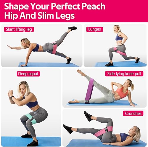 Miniatura 5 de WALITO Bandas de Resistencia para Entrenamiento, Bandas de Ejercicio de Tela para Piernas y Glúteos, Bandas de Entrenamiento para Mujeres y Hombres,