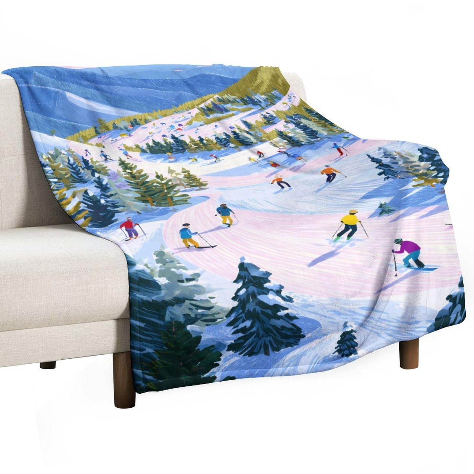 CGSBNGHA Ski Slope Flannel Fleece Blanket Lightweight Soft Throw Blankets for Sofa Couch Bed Chair