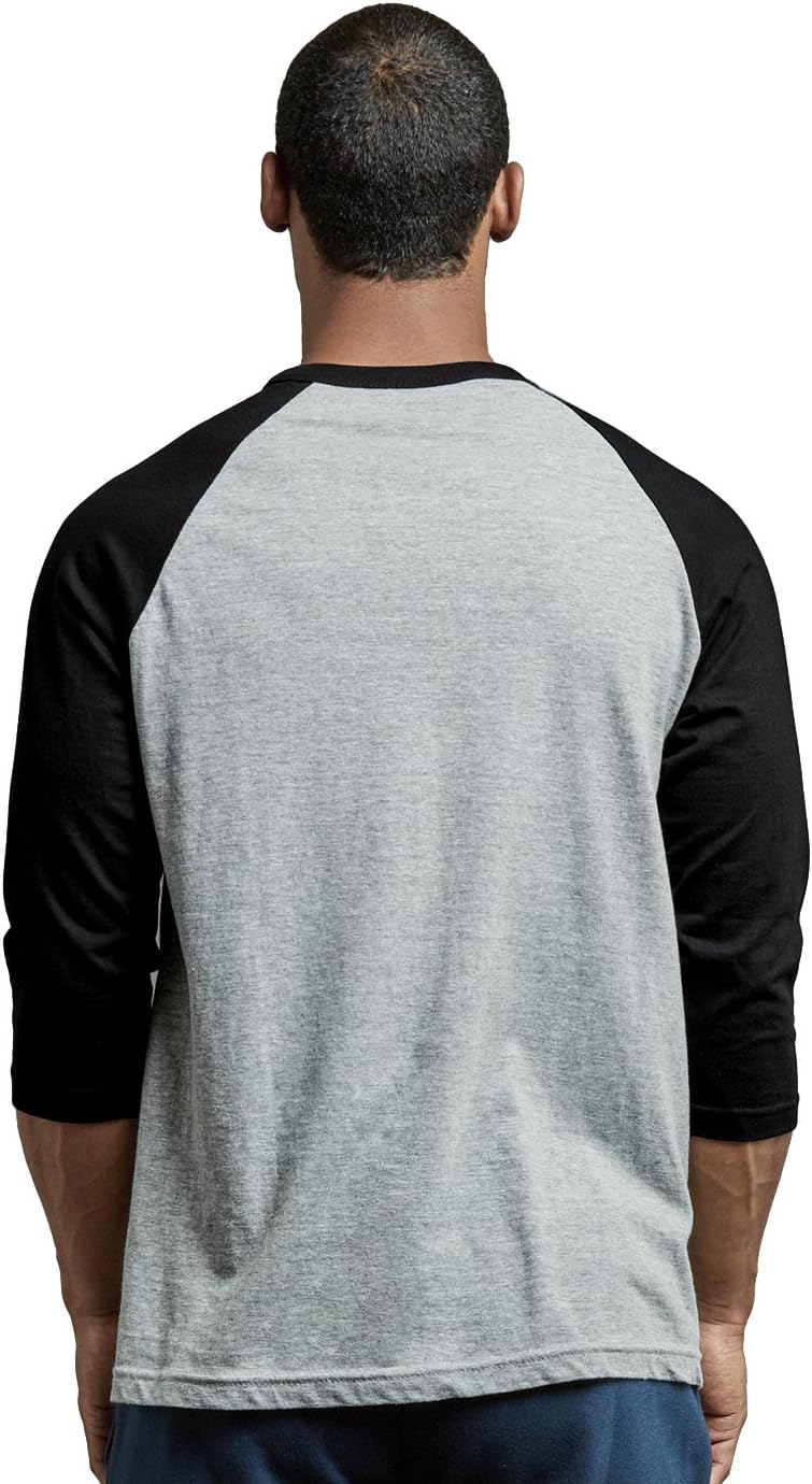 TOP PRO Men's 3/4 Sleeve Casual Raglan Jersey Baseball Tee Shirt (XL, Black/Light Gray) - Image 2