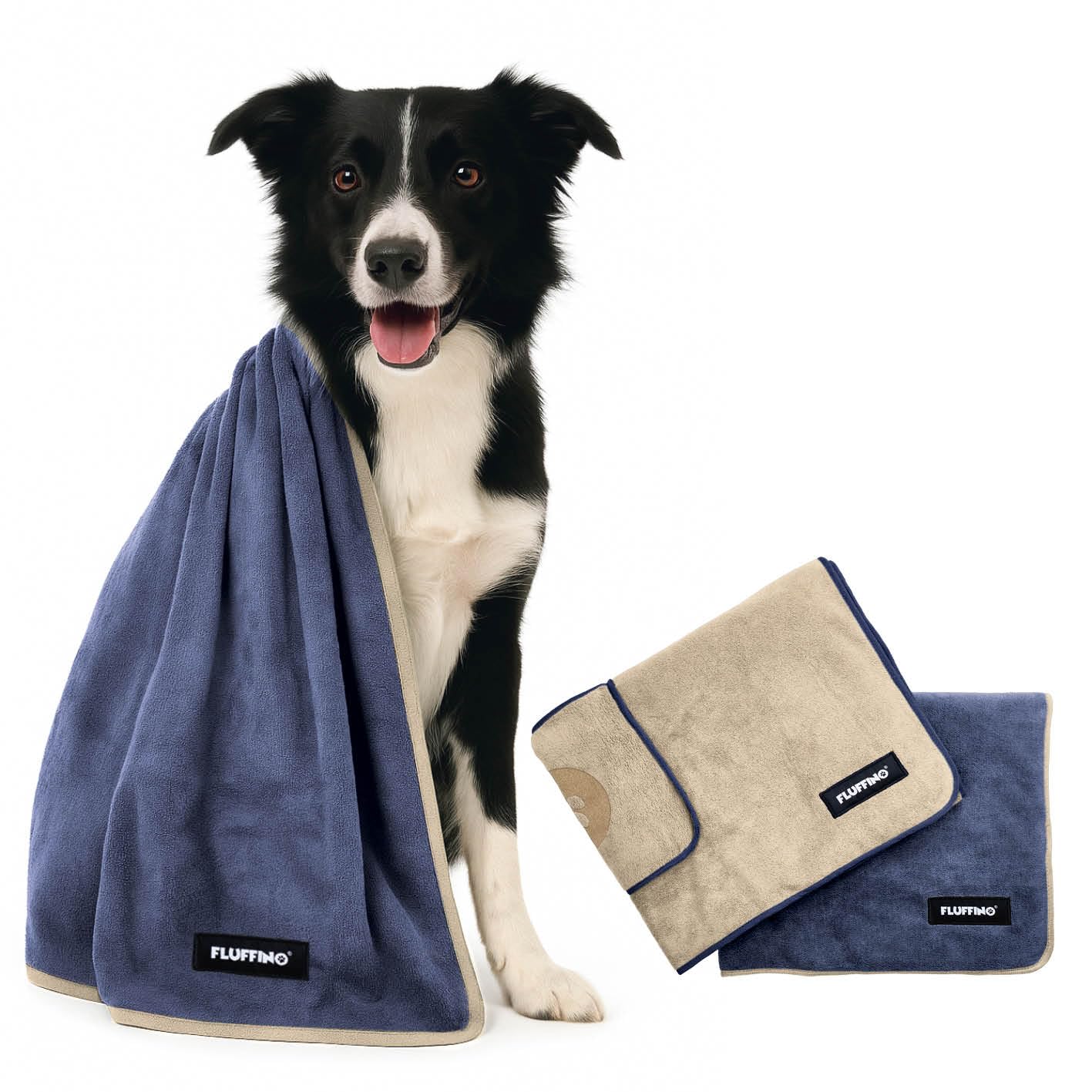 Set de 2 Serviettes pour Chiens 120 x 70 cm pour Chiens de Taille Moyenne & Grande, extrêmement absorbantes et Douces | Lavable à 60°C, Serviette en Microfibre à séchage Rapide