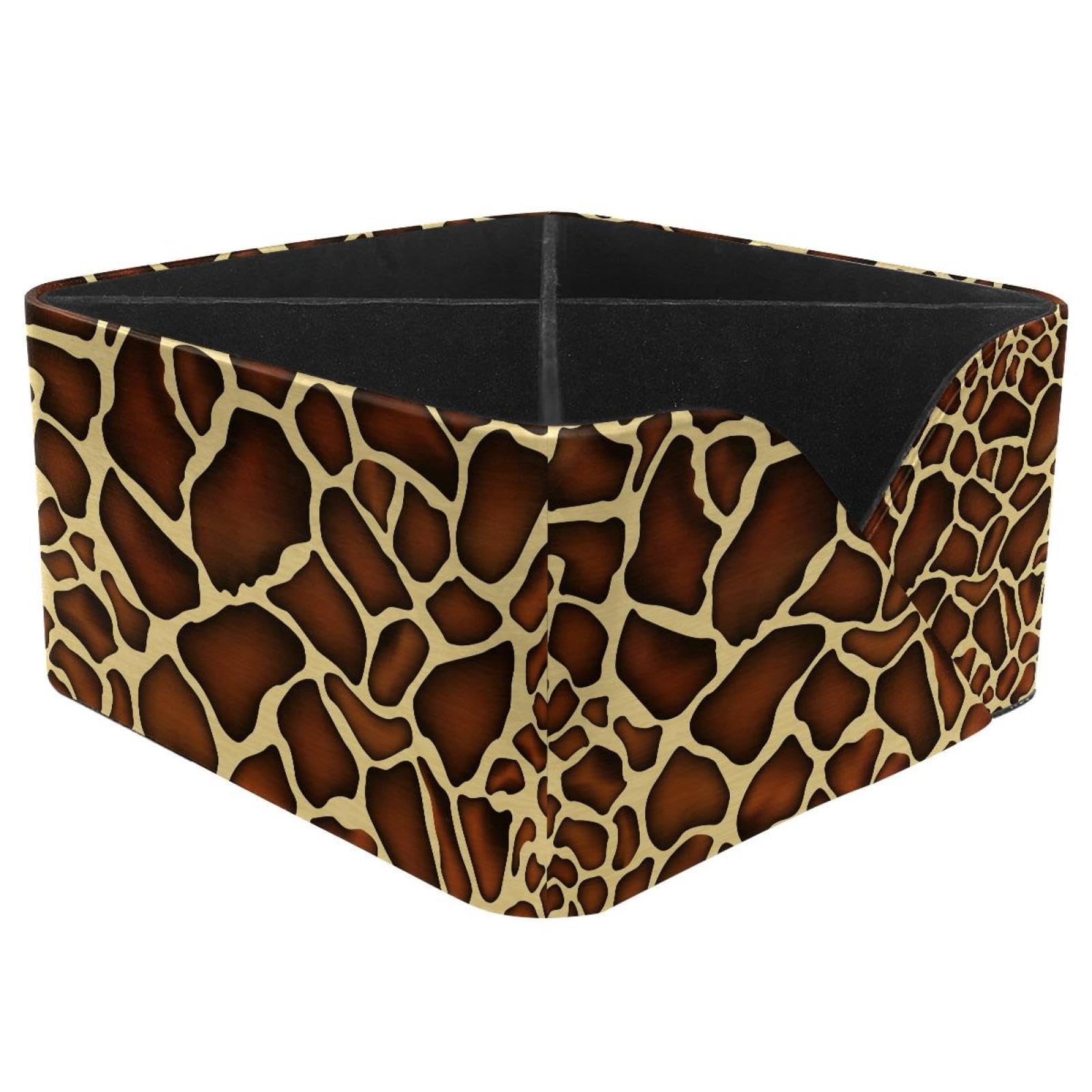 KengjuTesu Giraffe Skin Desktop Organizer Pen Holder, Rectangular Pencil Cup for Office, Study and Makeup Stations