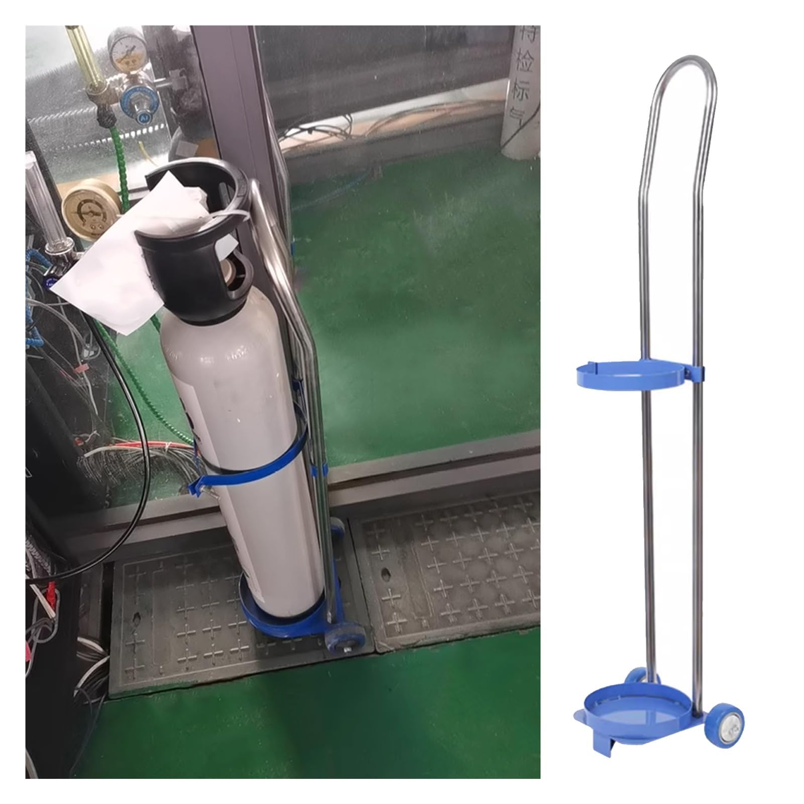 Scaffale mobile per bombole di gas con ruote, carrello leggero per cilindri da 10-20 l, facile da montare, supporto da 80 cm per casa e strutture infermieristiche