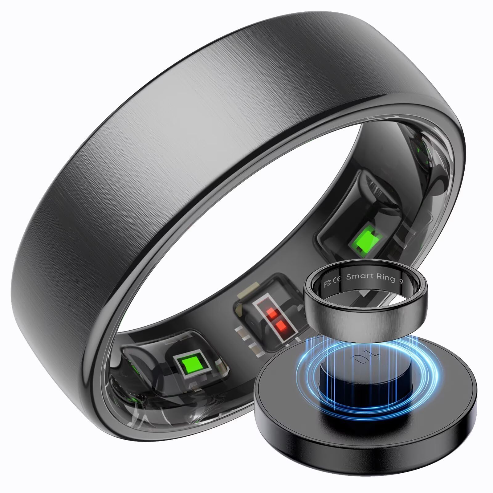 Anillo inteligente de acero inoxidable para hombre y mujer, 5 ATM, impermeable, anillo de fitness, rastreador de actividad Android, iOS, anillo de seguimiento del sueño, monitor de ritmo cardíaco