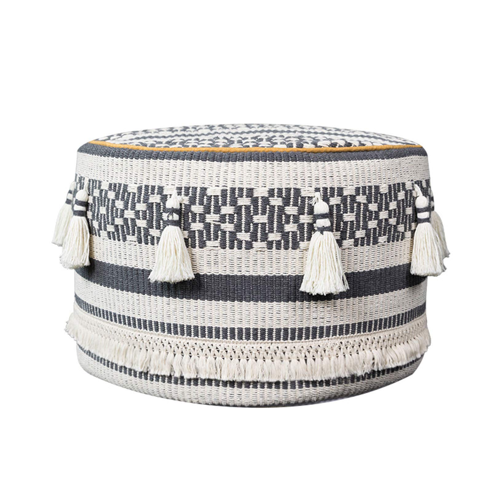 Housse de pouf carrée marron en lin et coton tricoté non rembourrée pour repose-pieds ottoman
