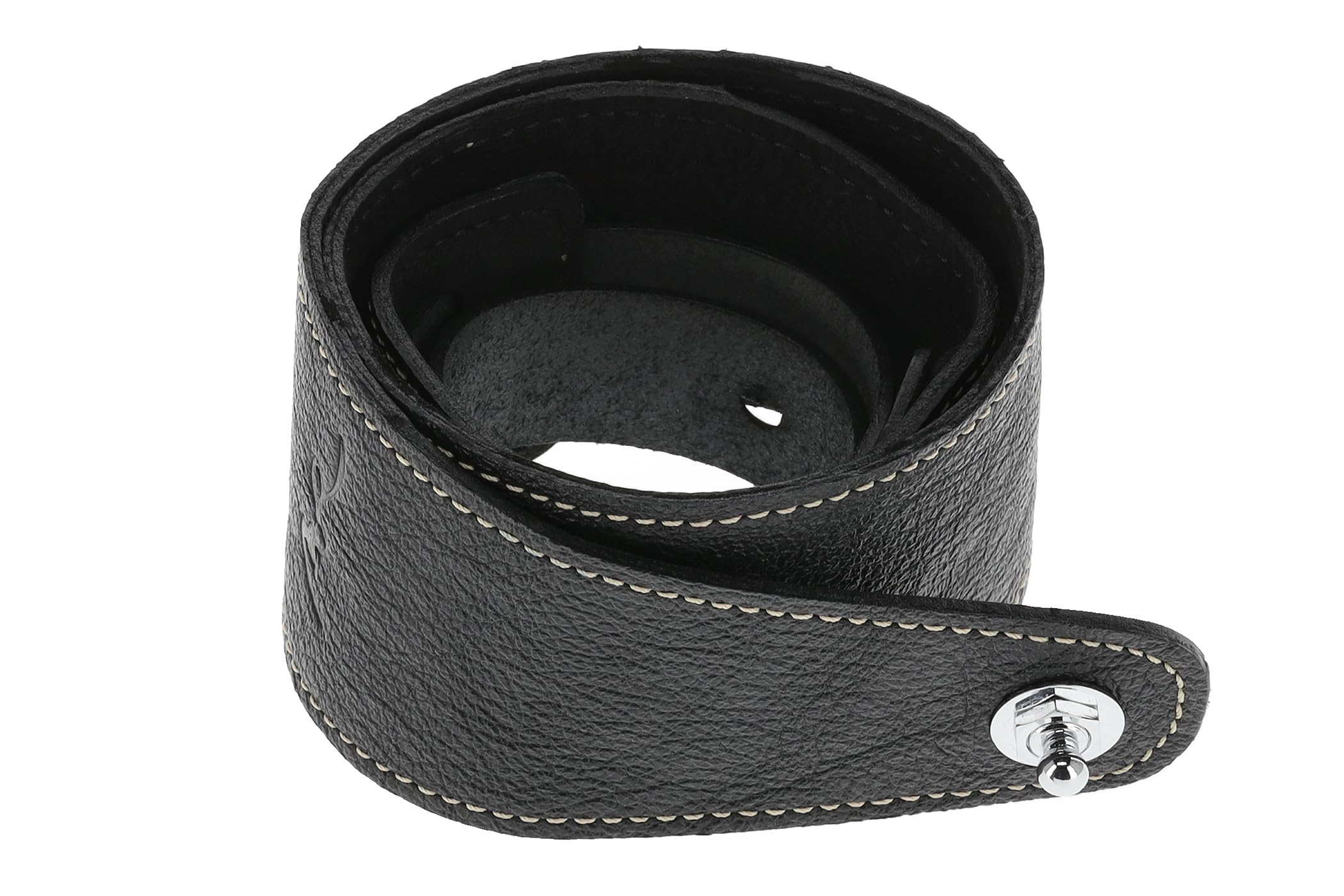 GEWA Gitarrengurt Premium Pattern Serie, Echtleder, Breite 65 mm, Länge 103-139 cm, Security Locks – Chrom, black grained – schwarz mit natürlicher Lederstruktur, Handmade in Europe